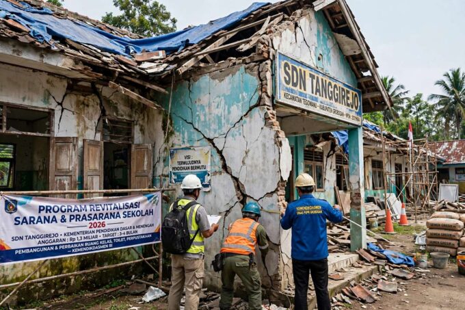 Kondisi SDN Tanggirejo Grobogan rusak berat yang akan segera direvitalisasi pemerintah mulai Januari 2026