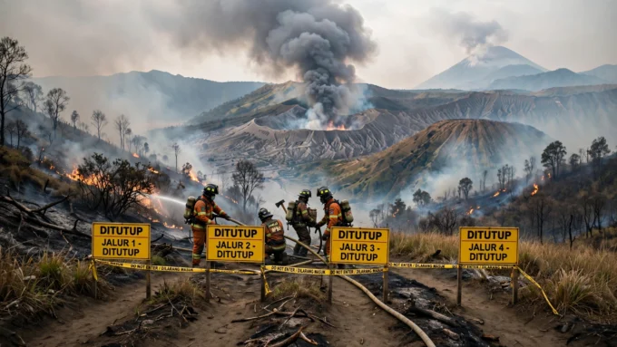 kebakaran Bromo meluas 4 jalur wisata ditutup pemadaman terus dilakukan