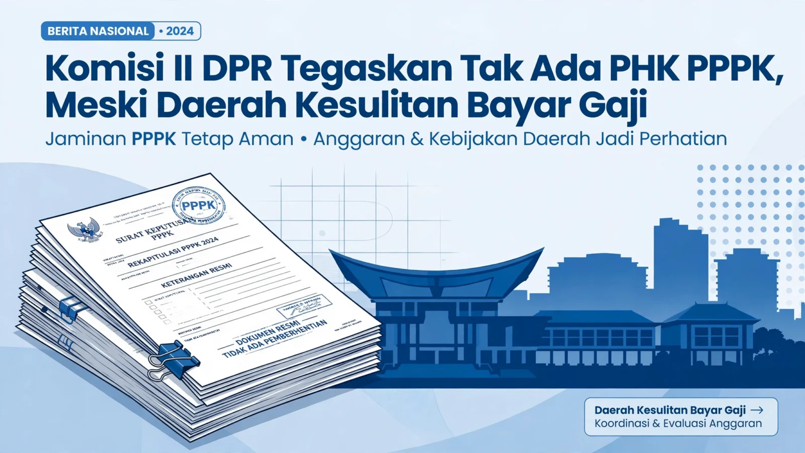 Ilustrasi dokumen resmi PPPK dan Gedung DPR RI, Komisi II DPR pastikan tidak ada PHK PPPK meski daerah kesulitan bayar gaji