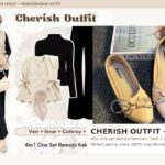 Cherish Outfit 4in1 Vest Inner Cutbray Hijab dipadukan Bata Flats beige untuk OOTD remaja kekinian