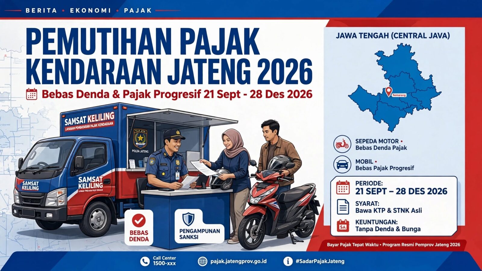 pemutihan pajak kendaraan Jateng 2026 bebas denda pajak progresif