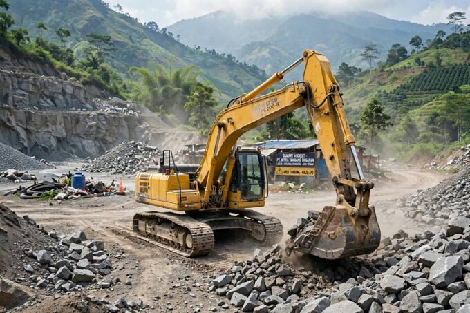 Ilustrasi ekskavator kuning alat berat tambang andesit ilegal Ungaran - 2 unit ekskavator disita Polda Jateng sebagai barang bukti penambangan tanpa izin